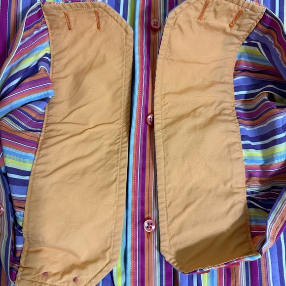 Tommy Hilfiger multi-color striped shirt.  Medium, excellent condition - Picture 2 of 3